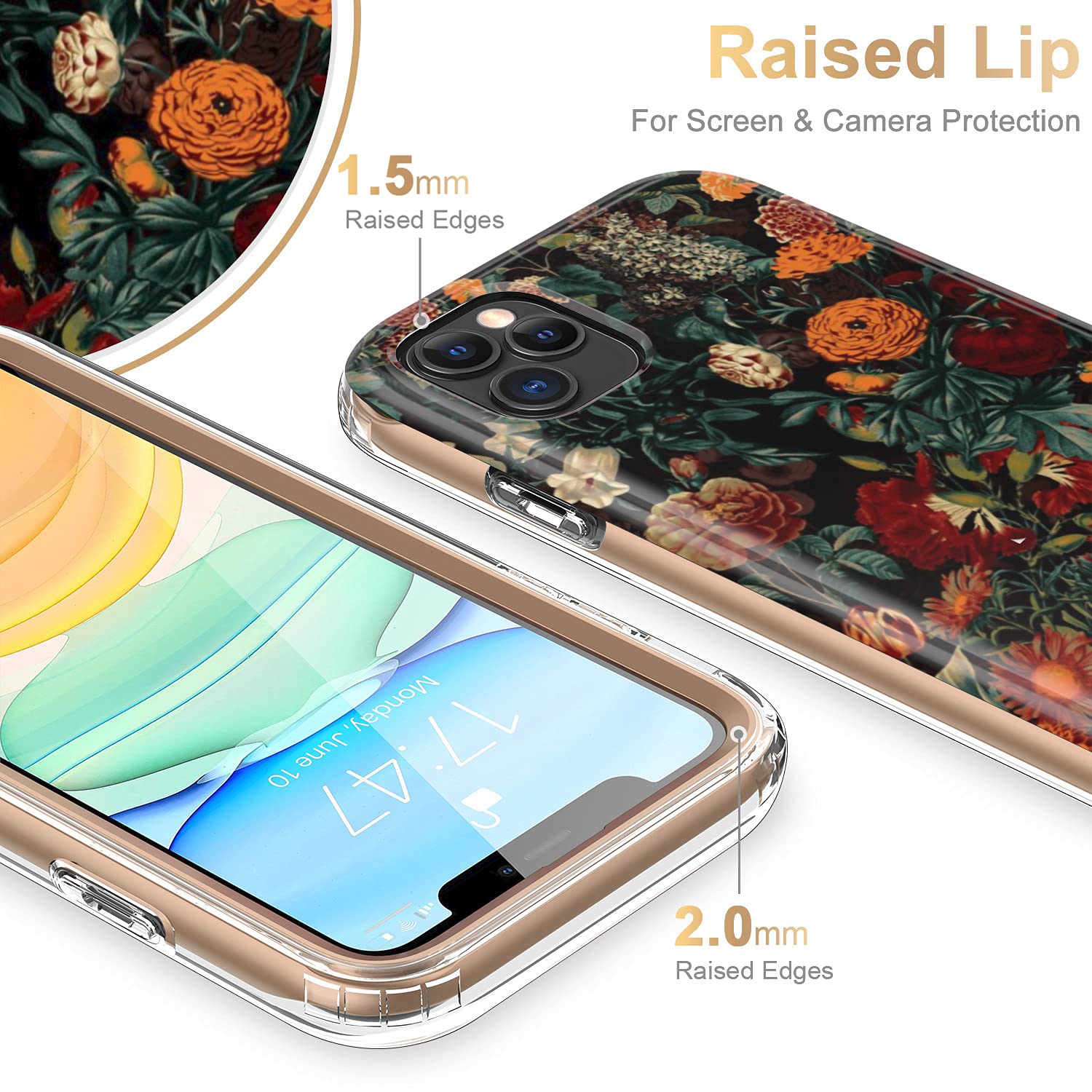 Esdot Compatible With Iphone 12 Pro Max Case With Built In Screen Protector,With Fashionable Designs For Women Girls,Protective